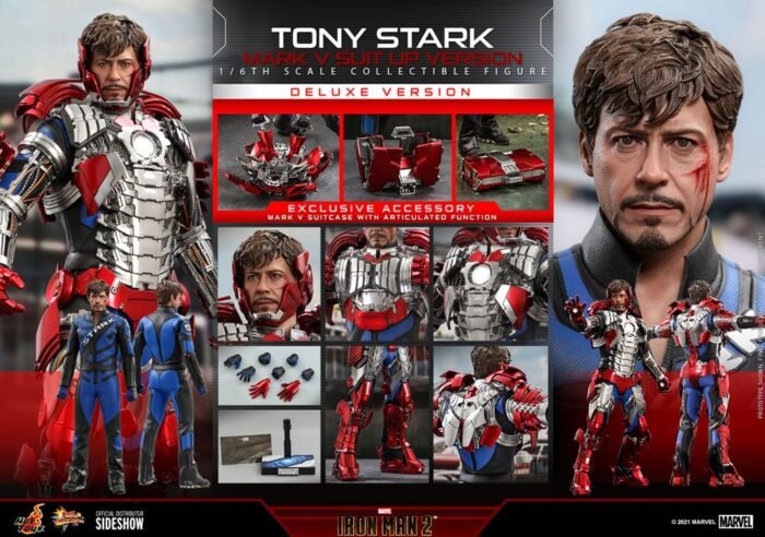 IRON MAN 2 HOT TOYS MOVIE MASTERPIECE 16 TONY STARK (MARK V SUIT UP VERSION) DELUXE 31 CM 11