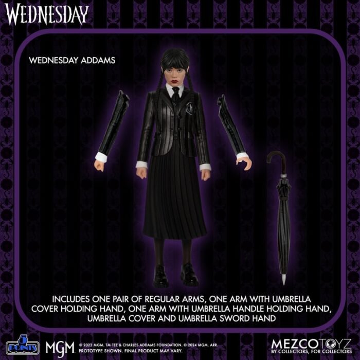 WEDNESDAY & ENID SET 2 FIG. WEDNESDAY 5 POINTS MEZCO TOYZ 3